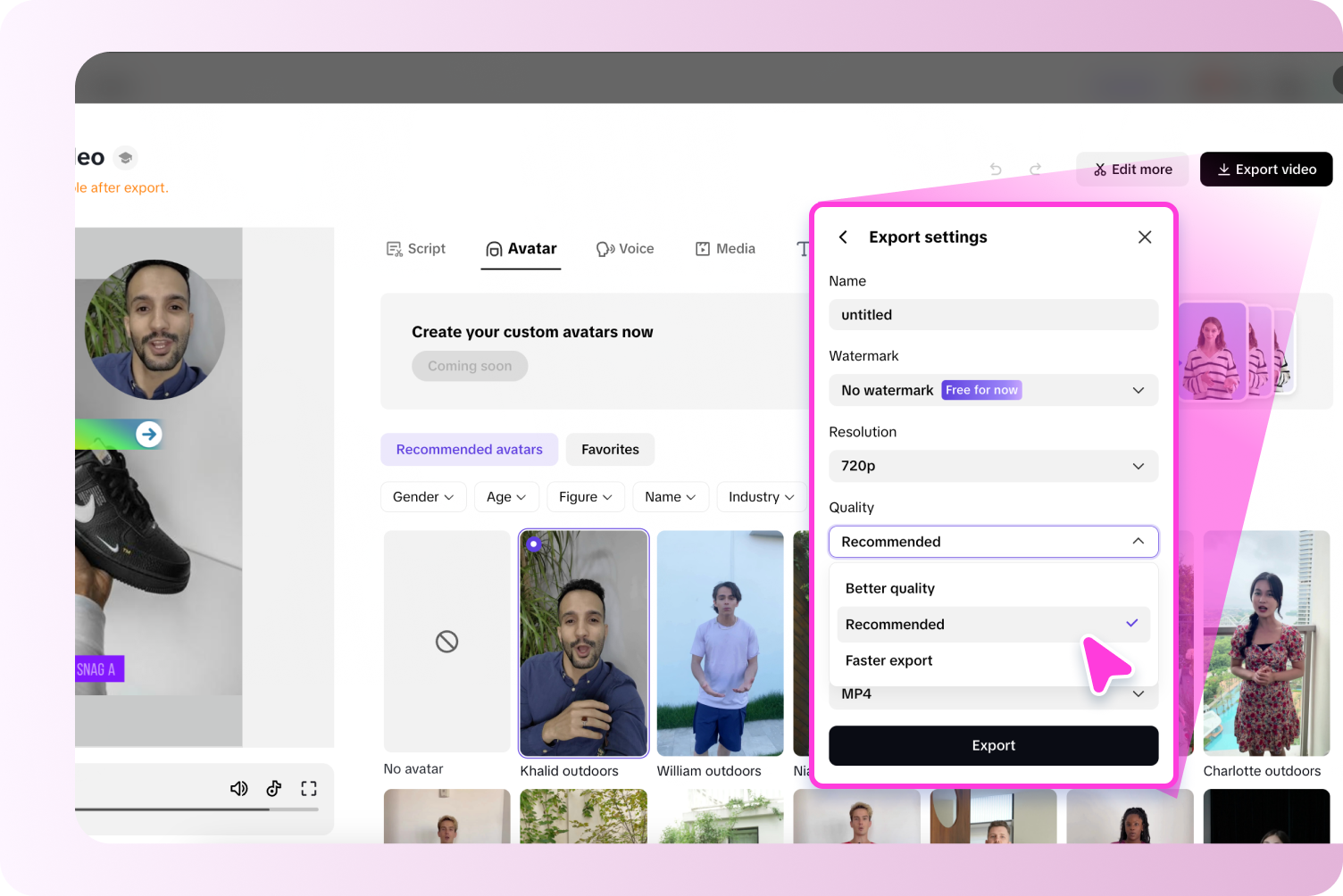 Export & share the video with AI generated voice